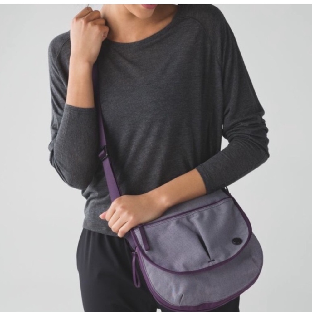 Lululemon The Essentials Crossbody Bag Gray Purple Denim EUC